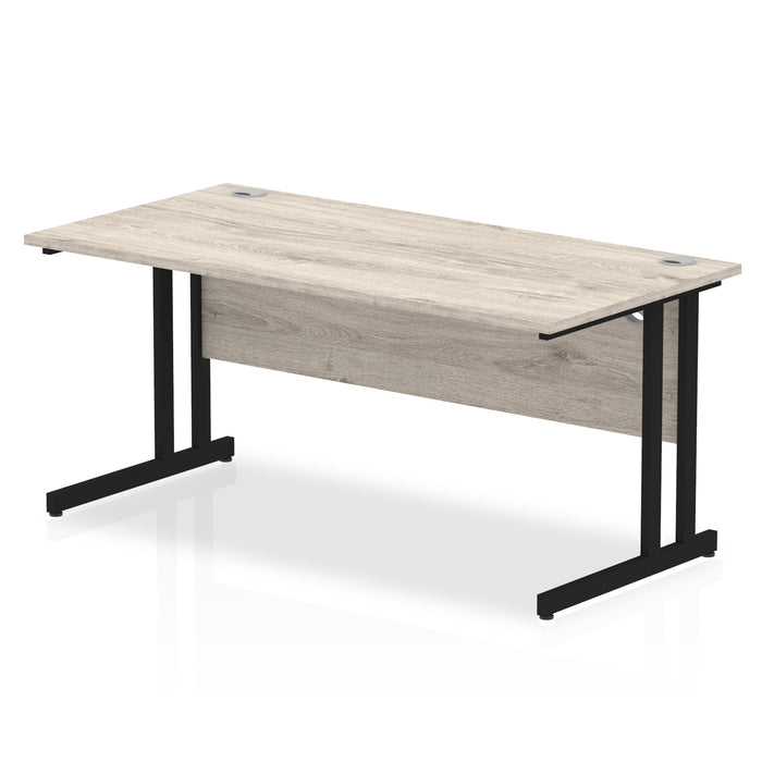Impulse 1600mm Straight Desk Cantilever Leg Desks Dynamic Office Solutions Grey Oak Black 