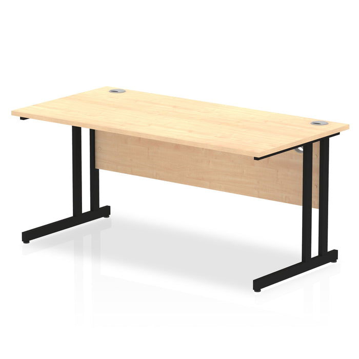 Impulse 1600mm Straight Desk Cantilever Leg Desks Dynamic Office Solutions Maple Black 