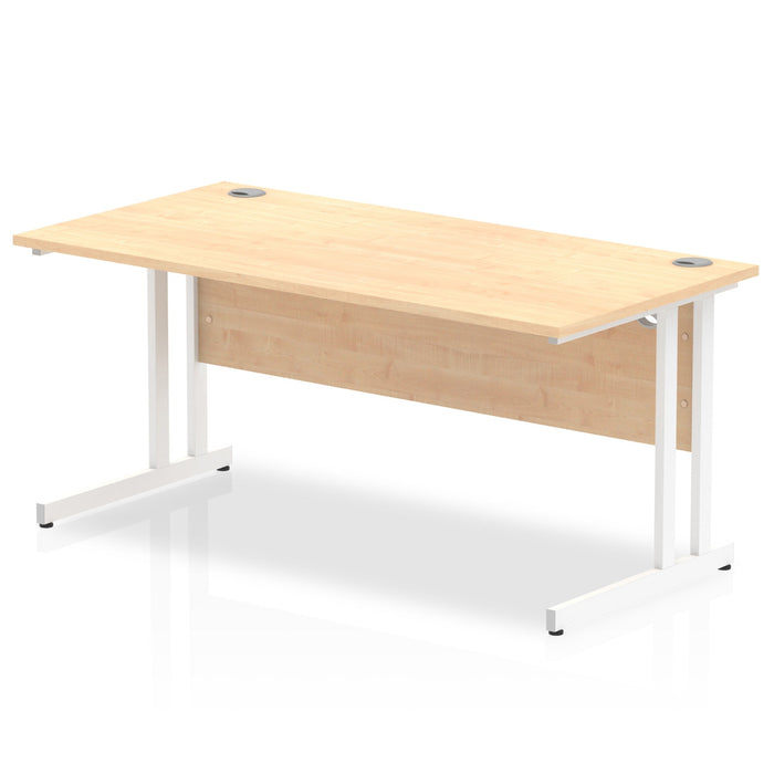 Impulse 1600mm Straight Desk Cantilever Leg Desks Dynamic Office Solutions Maple White 