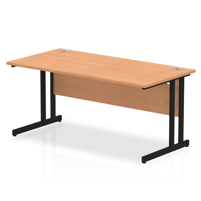 Impulse 1600mm Straight Desk Cantilever Leg Desks Dynamic Office Solutions Oak Black 