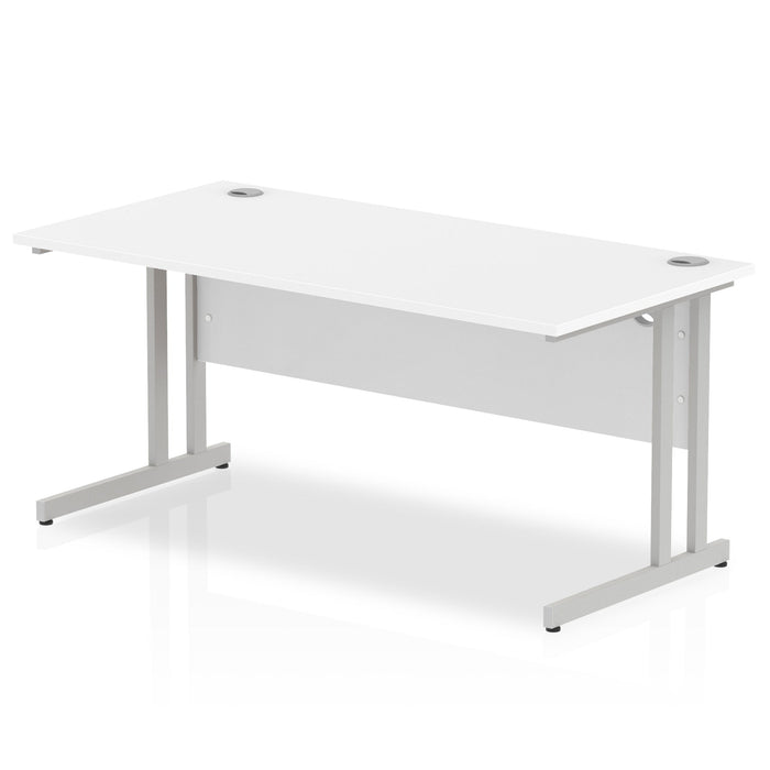 Impulse 1600mm Straight Desk Cantilever Leg Desks Dynamic Office Solutions White Silver 