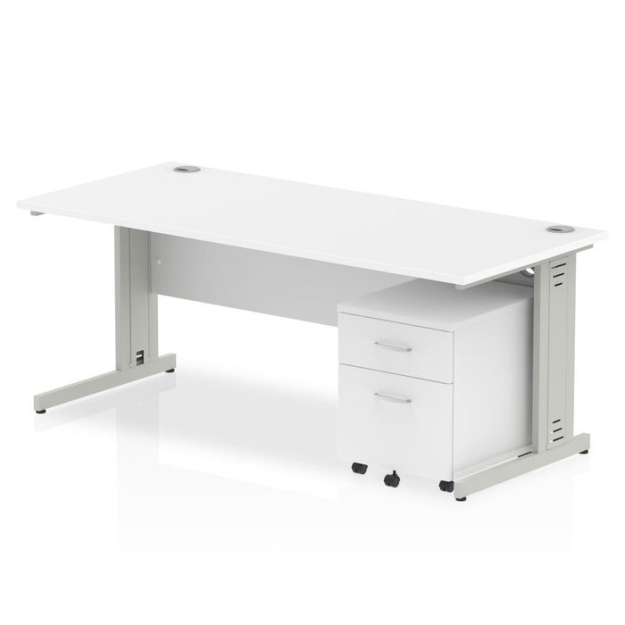 Impulse 1800mm Cable Managed Straight Desk With Mobile Pedestal Workstations Dynamic Office Solutions 