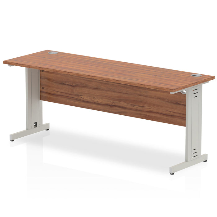 Impulse 1800mm Slimline Desk Cable Managed Leg Desks Dynamic Office Solutions Walnut Silver 