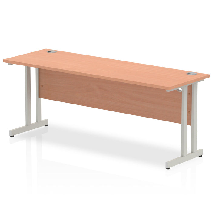 Impulse 1800mm Slimline Desk Cantilever Leg Desks Dynamic Office Solutions Beech Silver 