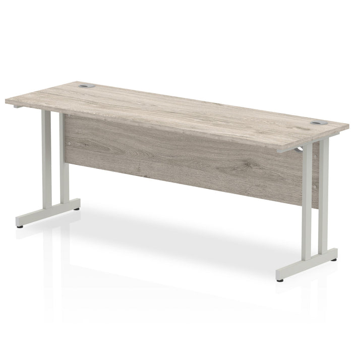 Impulse 1800mm Slimline Desk Cantilever Leg Desks Dynamic Office Solutions Grey Oak Silver 
