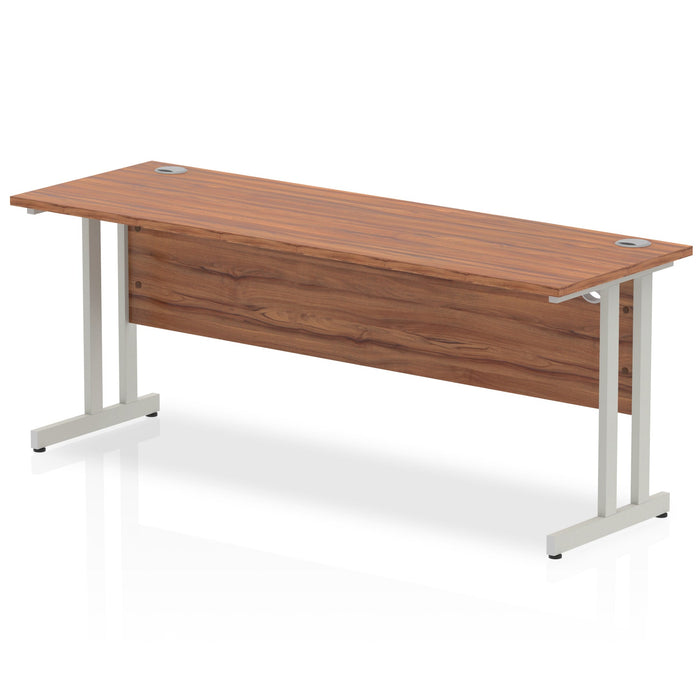 Impulse 1800mm Slimline Desk Cantilever Leg Desks Dynamic Office Solutions Walnut Silver 