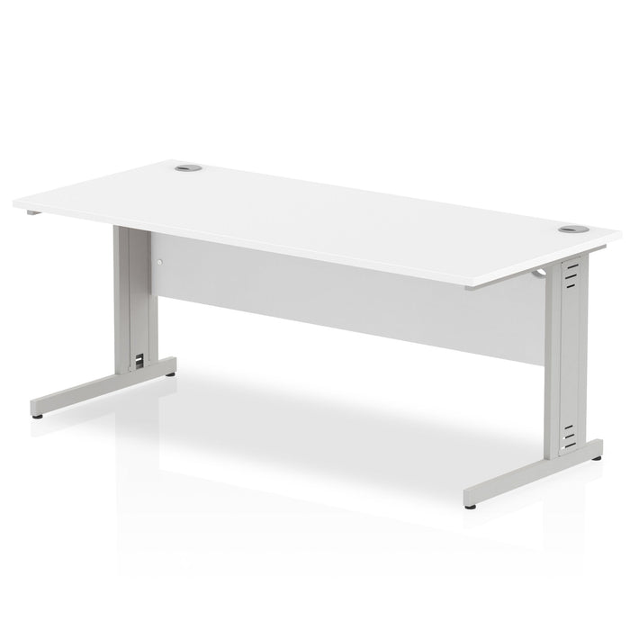 Impulse 1800mm Straight Desk Cable Managed Leg Desks Dynamic Office Solutions White Silver 