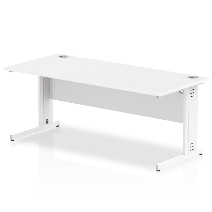 Impulse 1800mm Straight Desk Cable Managed Leg Desks Dynamic Office Solutions White White 