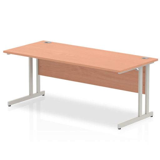 Impulse 1800mm Straight Desk Cantilever Leg Desks Dynamic Office Solutions Beech Silver 