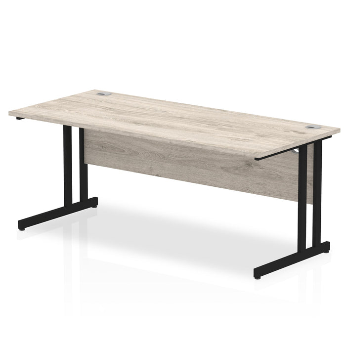 Impulse 1800mm Straight Desk Cantilever Leg Desks Dynamic Office Solutions Grey Oak Black 