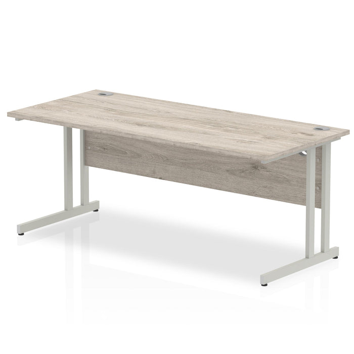 Impulse 1800mm Straight Desk Cantilever Leg Desks Dynamic Office Solutions Grey Oak Silver 