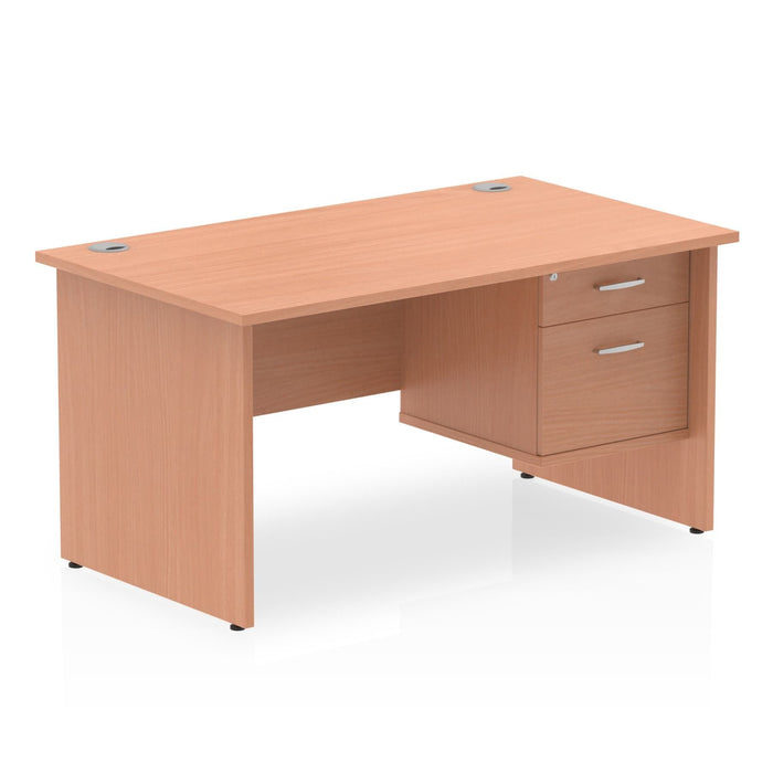 Impulse Panel End Straight Desk With Fixed Pedestal Workstations Dynamic Office Solutions BEECH 1400 2 Drawer