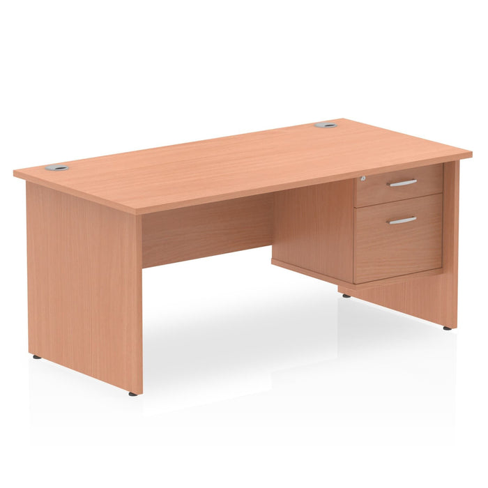 Impulse Panel End Straight Desk With Fixed Pedestal Workstations Dynamic Office Solutions BEECH 1600 2 Drawer