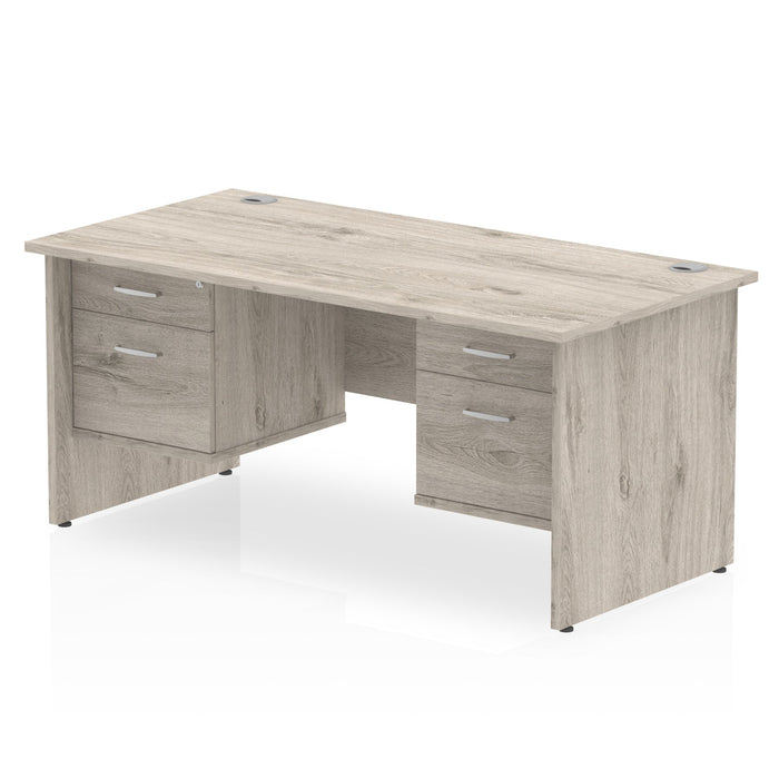 Impulse Panel End Straight Desk With Fixed Pedestal Workstations Dynamic Office Solutions Grey Oak 1800 2 Drawer x2