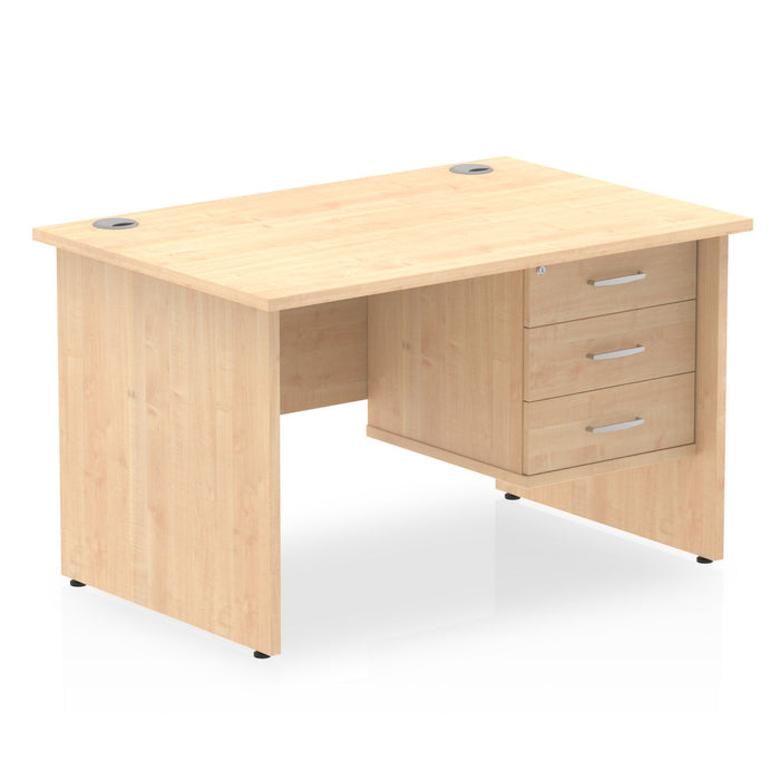 Impulse Panel End Straight Desk With Fixed Pedestal Workstations Dynamic Office Solutions MAPLE 1200 3 Drawer