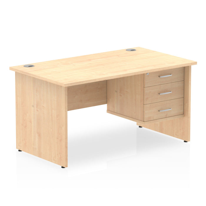Impulse Panel End Straight Desk With Fixed Pedestal Workstations Dynamic Office Solutions MAPLE 1400 3 Drawer