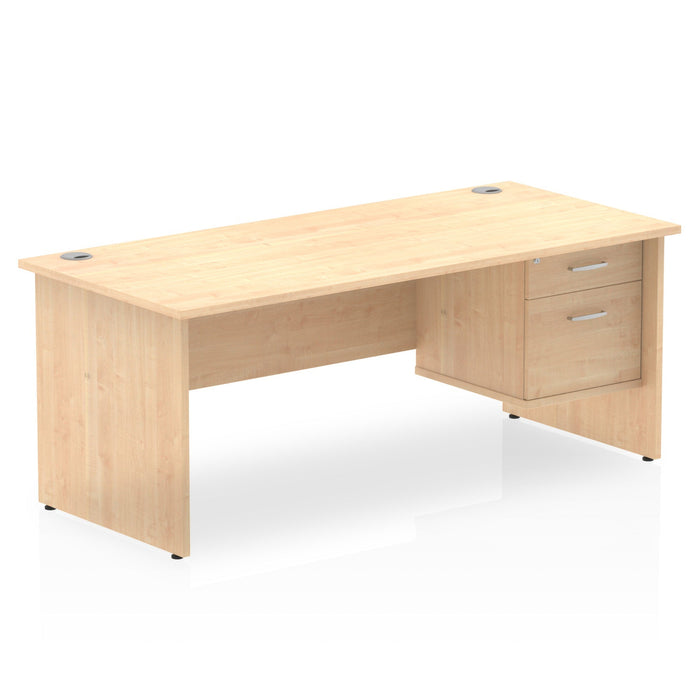Impulse Panel End Straight Desk With Fixed Pedestal Workstations Dynamic Office Solutions MAPLE 1800 2 Drawer