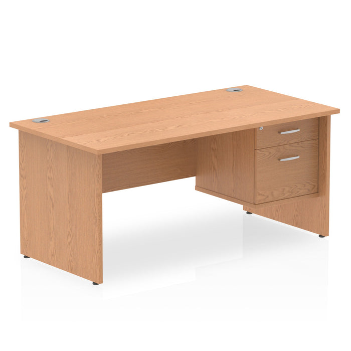 Impulse Panel End Straight Desk With Fixed Pedestal Workstations Dynamic Office Solutions OAK 1600 2 Drawer
