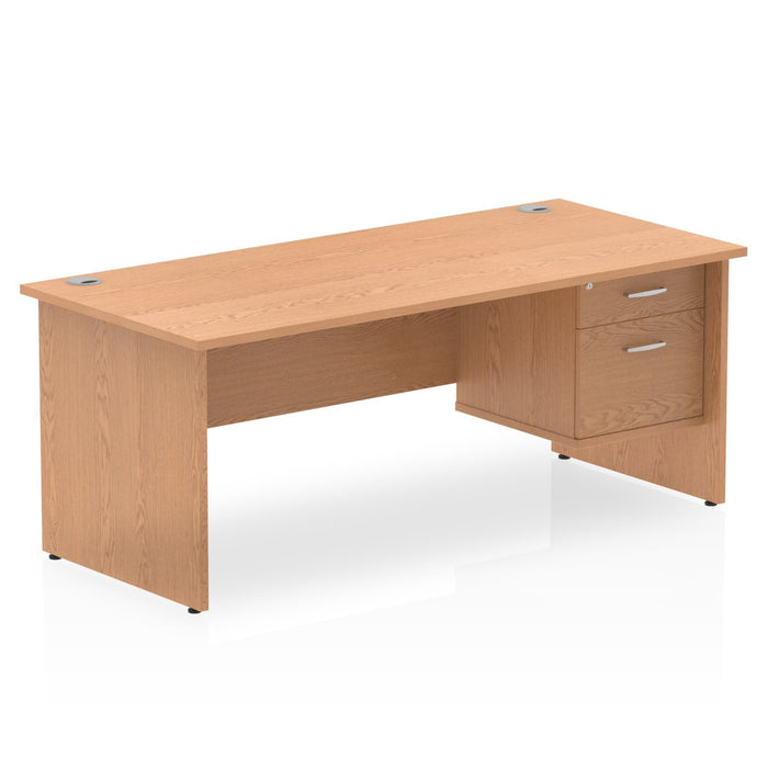 Impulse Panel End Straight Desk With Fixed Pedestal Workstations Dynamic Office Solutions OAK 1800 2 Drawer