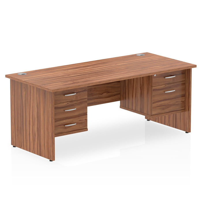 Impulse Panel End Straight Desk With Fixed Pedestal Workstations Dynamic Office Solutions WALNUT 1600 2 Drawer & 3 Drawer