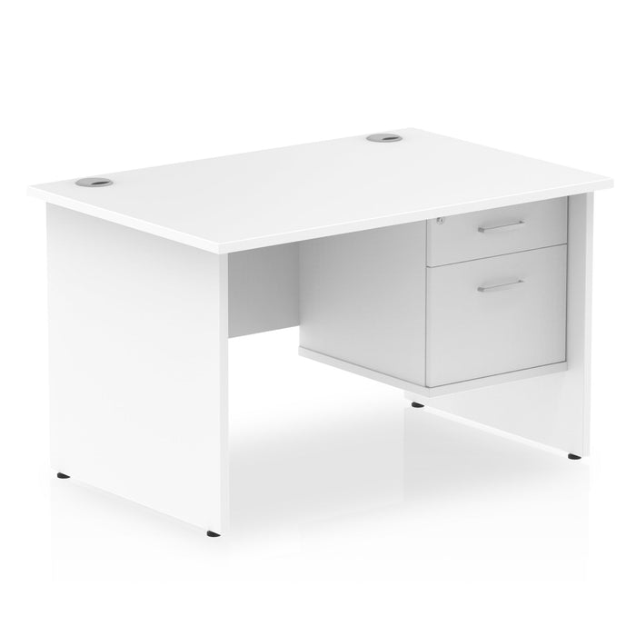 Impulse Panel End Straight Desk With Fixed Pedestal Workstations Dynamic Office Solutions WHITE 1200 2 Drawer