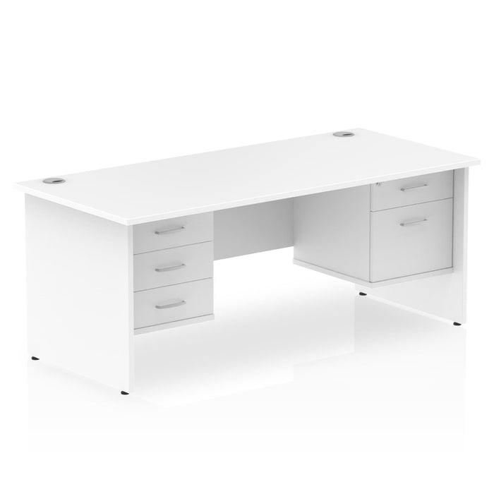 Impulse Panel End Straight Desk With Fixed Pedestal Workstations Dynamic Office Solutions White 1600 2 Drawer & 3 Drawer