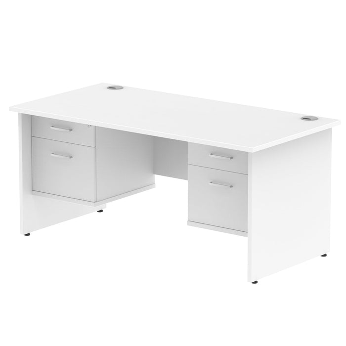 Impulse Panel End Straight Desk With Fixed Pedestal Workstations Dynamic Office Solutions WHITE 1600 2 Drawer x2