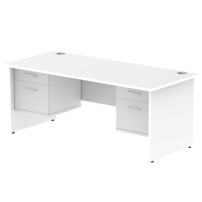 Impulse Panel End Straight Desk With Fixed Pedestal Workstations Dynamic Office Solutions WHITE 1800 2 Drawer x2