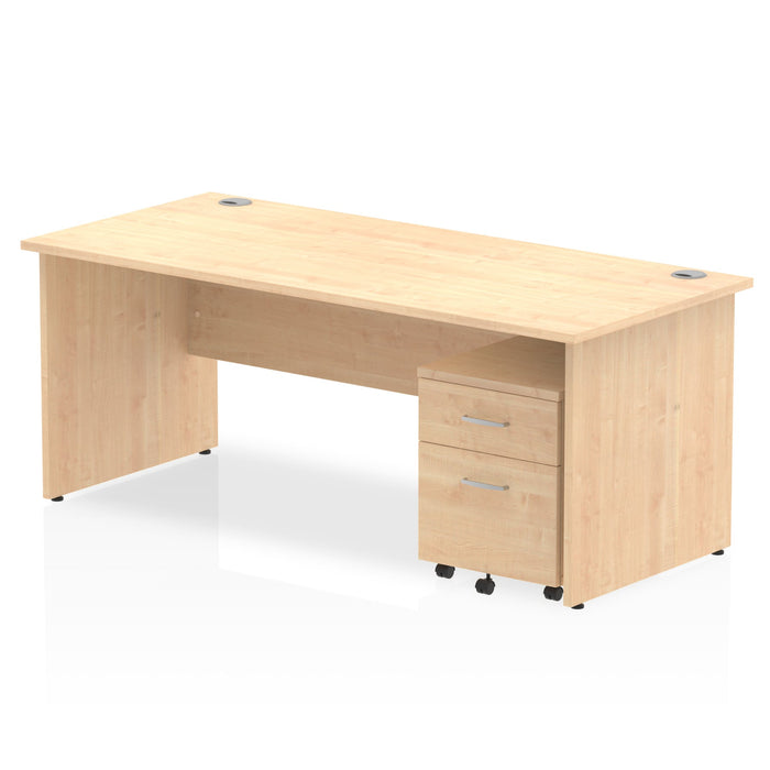 Impulse Panel End Straight Desk With Mobile Pedestal Workstations Dynamic Office Solutions Maple 1800 2 Drawer