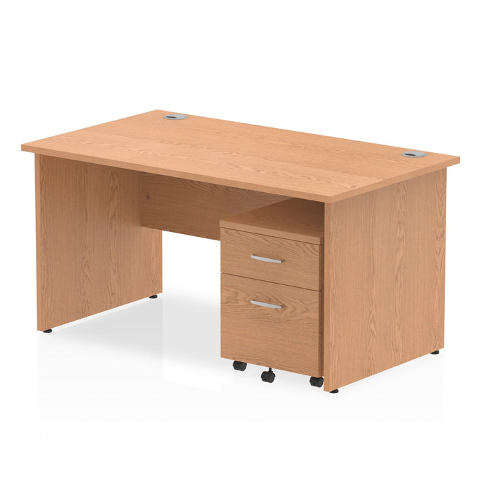 Impulse Panel End Straight Desk With Mobile Pedestal Workstations Dynamic Office Solutions Oak 1400 2 Drawer