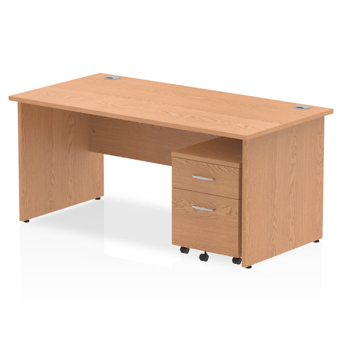 Impulse Panel End Straight Desk With Mobile Pedestal Workstations Dynamic Office Solutions Oak 1600 2 Drawer