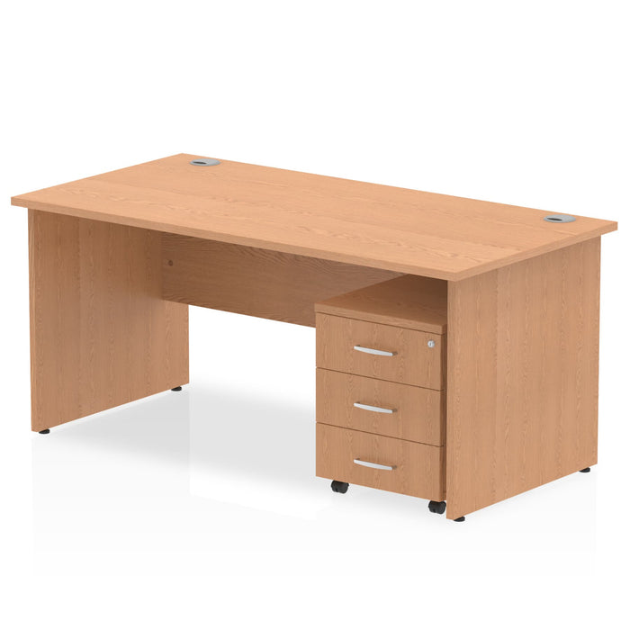 Impulse Panel End Straight Desk With Mobile Pedestal Workstations Dynamic Office Solutions Oak 1600 3 Drawer