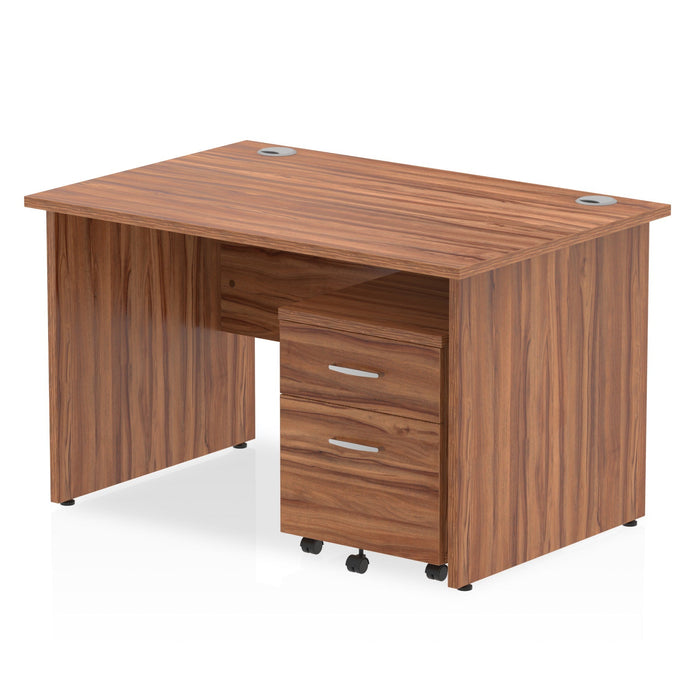 Impulse Panel End Straight Desk With Mobile Pedestal Workstations Dynamic Office Solutions Walnut 1200 2 Drawer