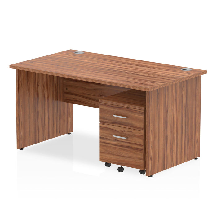 Impulse Panel End Straight Desk With Mobile Pedestal Workstations Dynamic Office Solutions Walnut 1400 2 Drawer