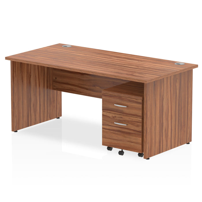Impulse Panel End Straight Desk With Mobile Pedestal Workstations Dynamic Office Solutions Walnut 1600 2 Drawer