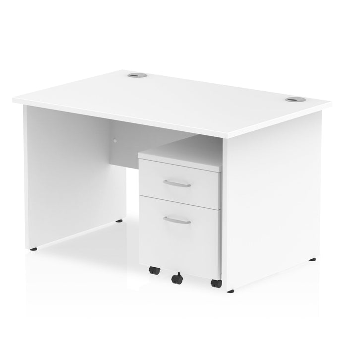 Impulse Panel End Straight Desk With Mobile Pedestal Workstations Dynamic Office Solutions White 1200 2 Drawer