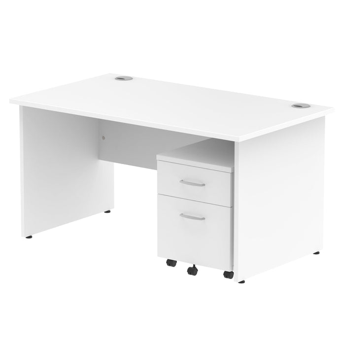 Impulse Panel End Straight Desk With Mobile Pedestal Workstations Dynamic Office Solutions White 1400 2 Drawer