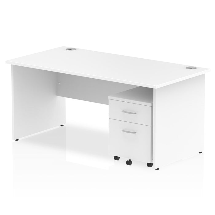 Impulse Panel End Straight Desk With Mobile Pedestal Workstations Dynamic Office Solutions White 1600 2 Drawer