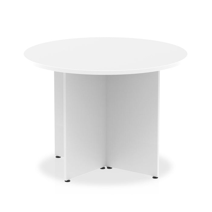 Impulse Round Table Arrowhead Leg Shaped Tables Dynamic Office Solutions White 1000 