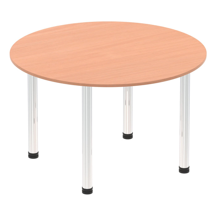 Impulse Round Table With Post Leg Shaped Tables Dynamic Office Solutions Beech 1000 Chrome