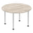 Impulse Round Table With Post Leg Shaped Tables Dynamic Office Solutions Grey Oak 1200 Aluminium