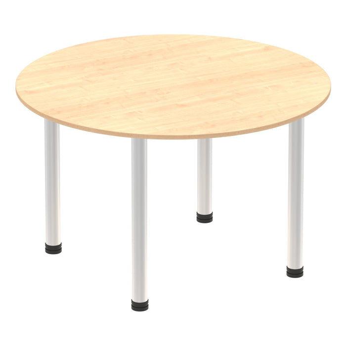 Impulse Round Table With Post Leg Shaped Tables Dynamic Office Solutions Maple 1200 Aluminium