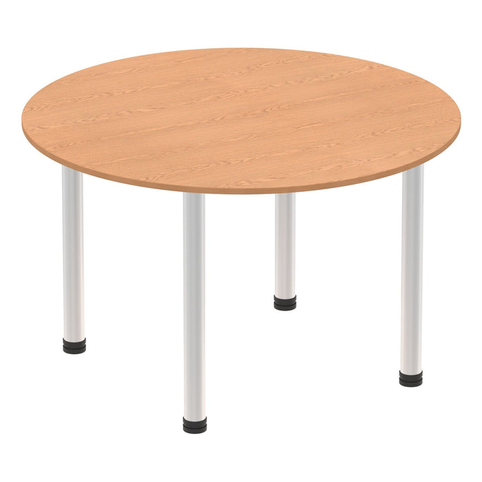 Impulse Round Table With Post Leg Shaped Tables Dynamic Office Solutions Oak 1200 Aluminium