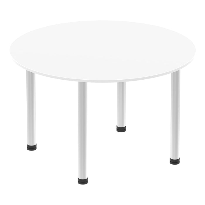 Impulse Round Table With Post Leg Shaped Tables Dynamic Office Solutions White 1000 Aluminium