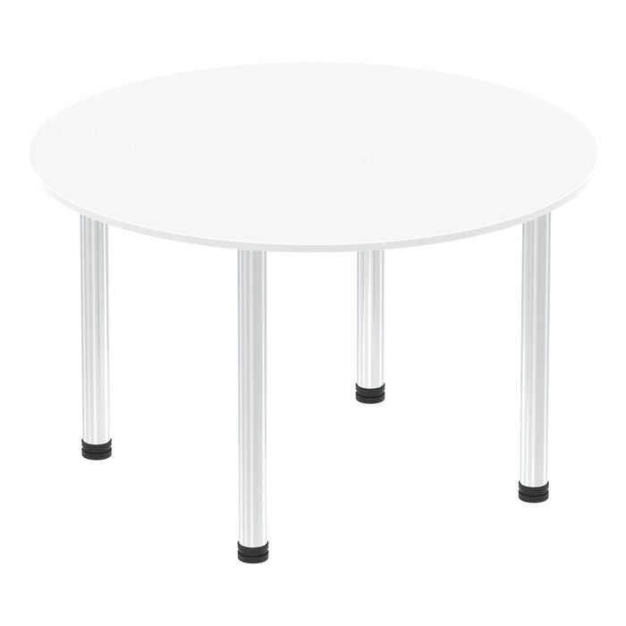 Impulse Round Table With Post Leg Shaped Tables Dynamic Office Solutions White 1200 Chrome