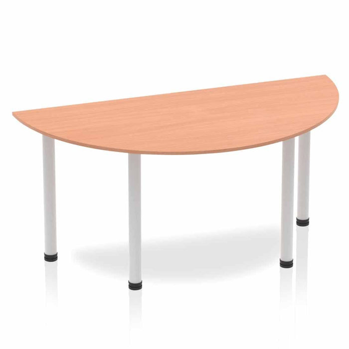 Impulse Semi-Circle Table With Post Leg Shaped Tables Dynamic Office Solutions Beech 1600 Silver