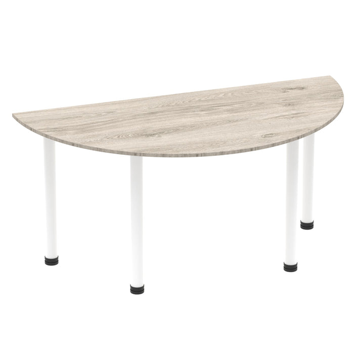 Impulse Semi-Circle Table With Post Leg Shaped Tables Dynamic Office Solutions Grey Oak 1600 White