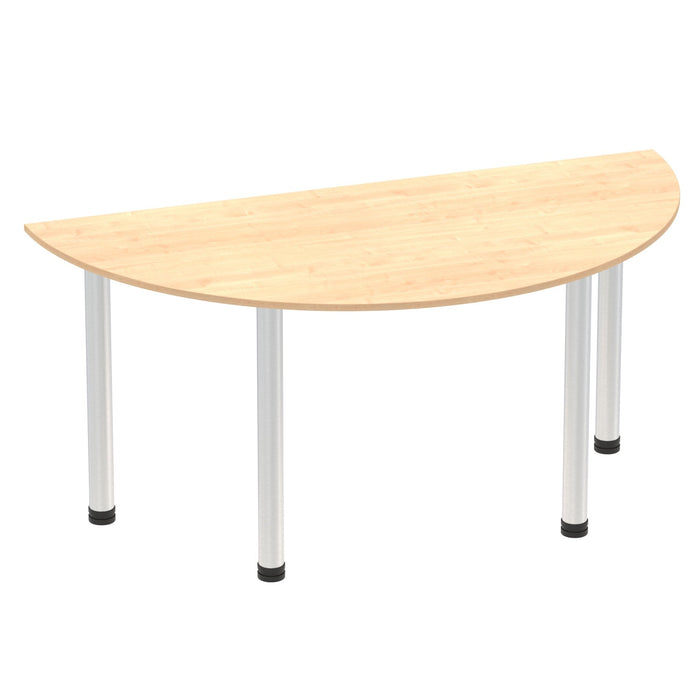 Impulse Semi-Circle Table With Post Leg Shaped Tables Dynamic Office Solutions Maple 1600 Aluminium
