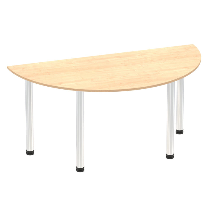 Impulse Semi-Circle Table With Post Leg Shaped Tables Dynamic Office Solutions Maple 1600 Chrome