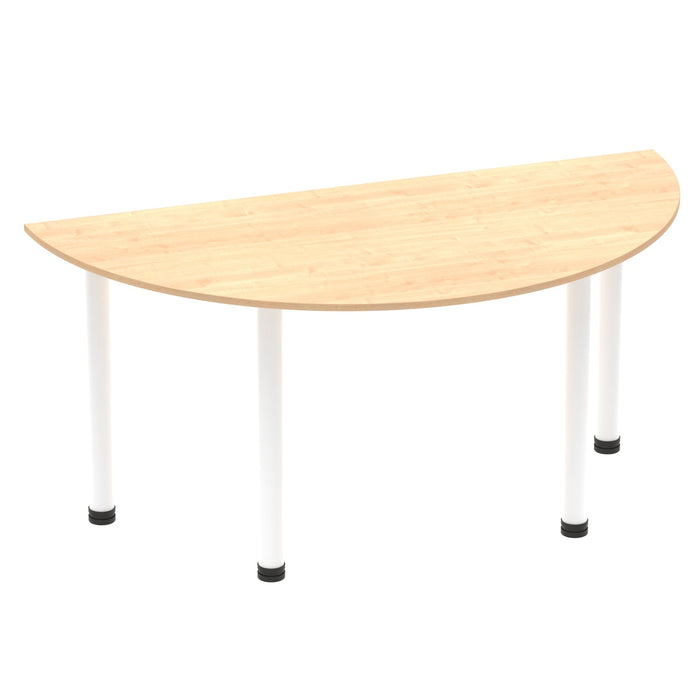 Impulse Semi-Circle Table With Post Leg Shaped Tables Dynamic Office Solutions Maple 1600 White
